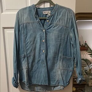 Madewell Washed Denim Popover Shirt - size XL